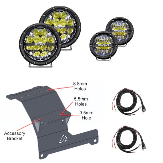 Jeep JL/JT: American Adventure LAB Bracket with Rigid 360 Lights Bundle