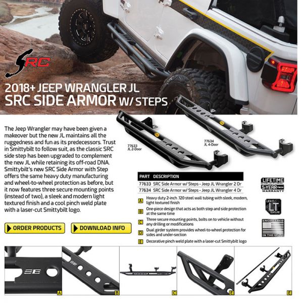 Smittybilt SRC Side Armor with Steps Jeep JLU