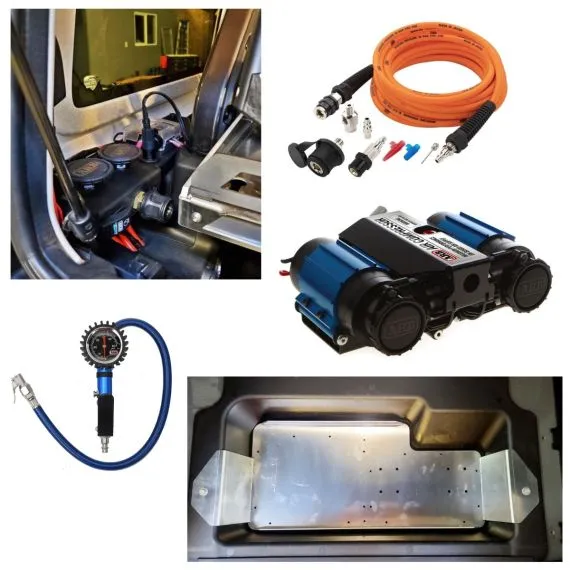 ARB Compressor with American Adventure Lab Compressor Mount Bracket and Remote kit, ARB Pump Up Kit and Inflator Gauge Bundle