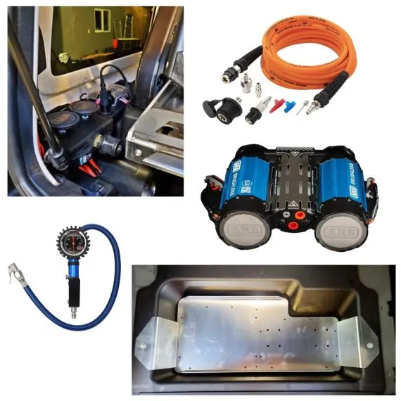 ARB Compressor BRUSHLESS with American Adventure Lab Compressor Mount Bracket and Remote kit, ARB Pump Up Kit and Inflator Gauge Bundle