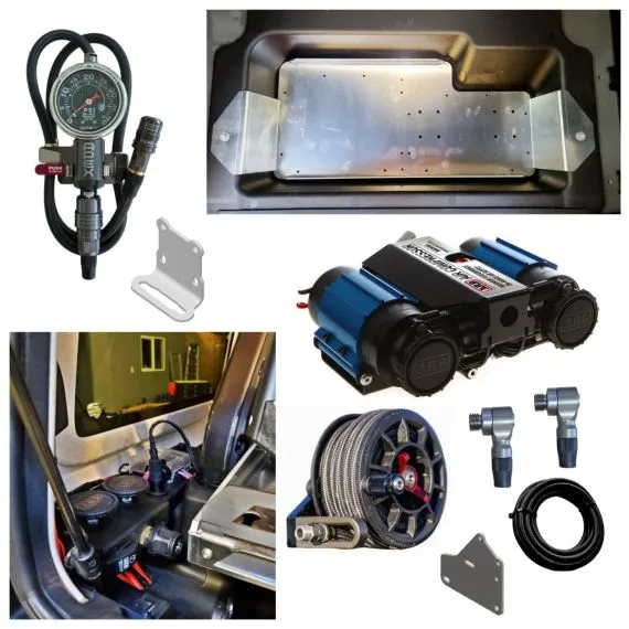 ARB Compressor with American Adventure Lab Compressor Mount Bracket and Remote kit with the Apex CRS and Tire Inflator Gauge Bundle