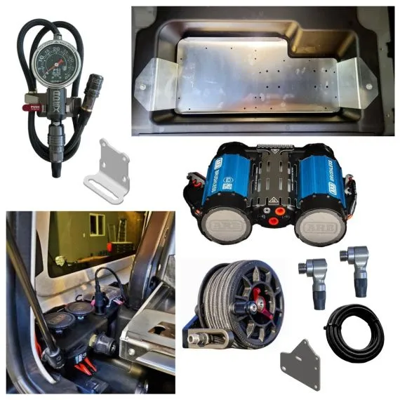 ARB Compressor BRUSHLESS with American Adventure Lab Compressor Mount Bracket and Remote kit with the Apex CRS and Tire Inflator Gauge Bundle