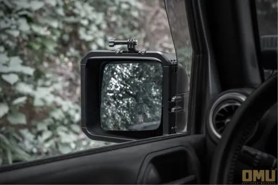 OMU JK:Genesis Series Aluminum Rearview Mirror Rain Shield Frame Pair SKU GRS-JW1-21084