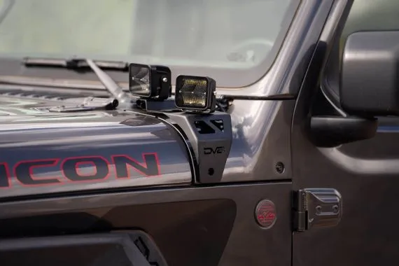 DV8 Offroad A-Pillar Dual Pod Light Mounts Jeep JL and JT Gladiator
