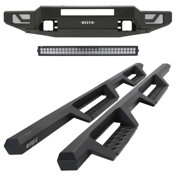 WESTIN Front Bumper and Step Bars with Led Light Bar for Ford Bronco