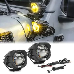 OMU Genesis 3'' A-Pillar Spotlight With Wire Harness For Universal Model YELLOW