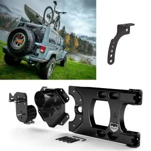 TERAFLEX JK Alpha HD Hinged Carrier & Adjustable Tire Mounting Kit with Flag Mount Bundle  SKU ORZ-BUNDLE-38