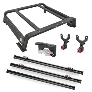 WESTIN Cargo Rack and TERAFLEX Cargo Bed Rail System, Hi-Lift Jack Mount Bracket Kit and Antenna and Flag Mount Bracket SKU ORZ-BUNDLE-36